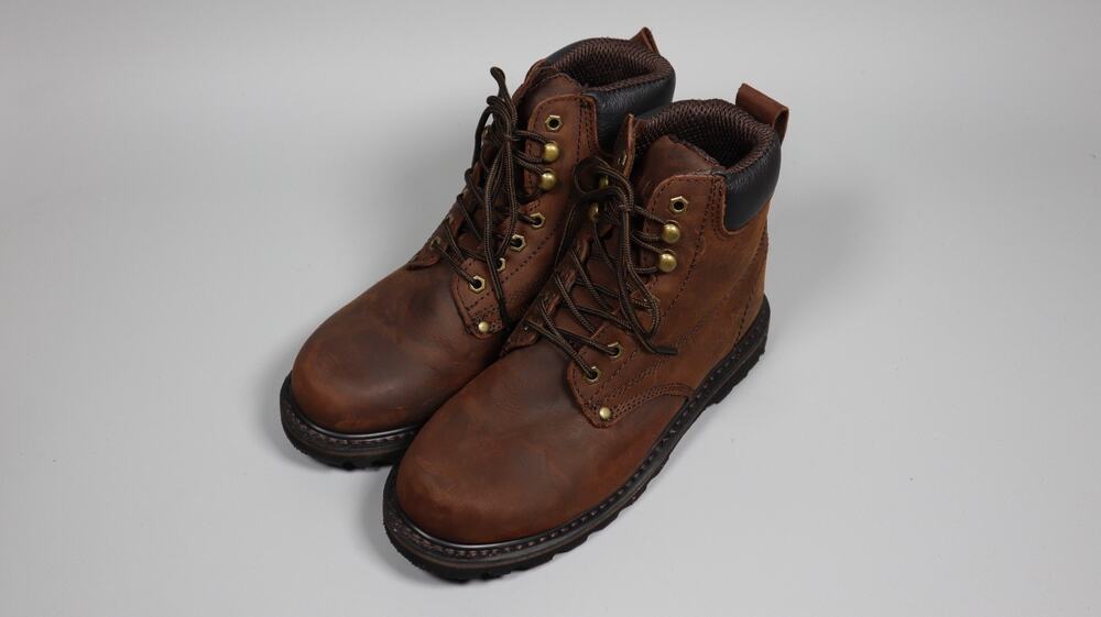 Ever Boot for Men Leather Boots for Construction Rubber Darkbrown Size 8.5